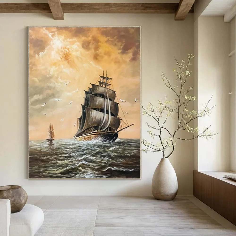 Living Original Artist Sea Coastal Canvas Wall Art 0D6RP